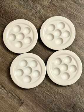 White Ceramic 7-Cup Egg Serving Plates - Set of 4